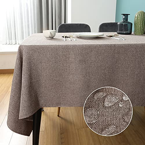 SEASHORE TREE Tischdecke Leinen Leinenoptik Tischdecke Abwaschbar Tischtuch Leinen Tischläufer Tischwäsche Eckig Wasserdicht Tischdecke Hellbraun 145 x 215 cm