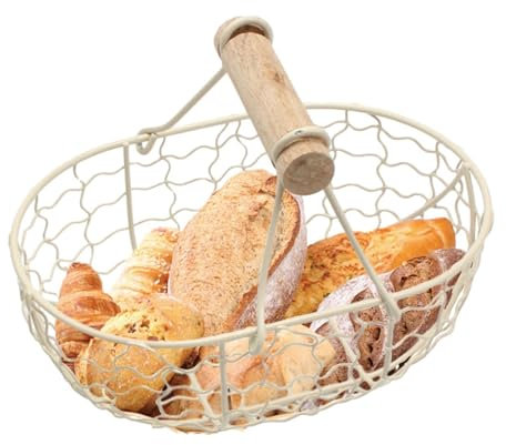 Eierkorb aus Metall – Eiersammel-Bàsket | ovaler Draht-Eiersammelkorb Griff | Picknick-Aufbewahrungskorb Bauernhaus-Design | Wíre Korb bietet Platz für 12 Eier für Küche, Esszimmer