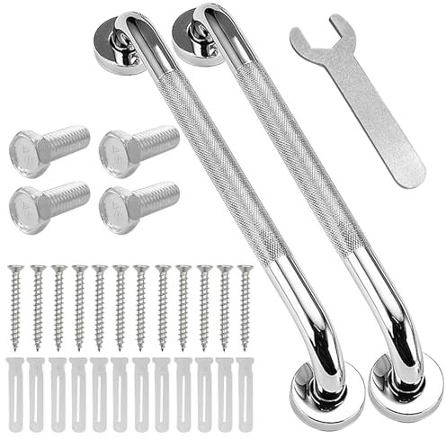 Sudnsadaks 2pcs Agarraderas Baño para Mayores, 30cm Agarrador Ducha Personas Acero Inoxidable con Patrón Antideslizante Asidero Asa Seguridad, Barras Minusvalido, Agarradero para Niños, Embarazo