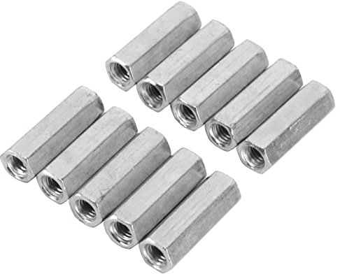 TICFOX 10 Piezas M6 Tuerca de Varilla Larga, Tuerca de Acoplamiento Hexagonal, Tuerca de manga hexagonal Tuerca espaciadora de acero al carbono galvanizado para industria, maquinaria(M6*30)