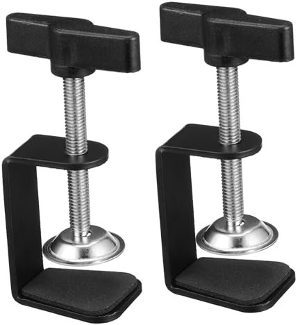 SEWACC 2 Stück Metallbasis I-clip C-clip Für Tischmontage Montieren Tischhalterung Einstellbar Tischklemmhalterung Schreibtisch-klemmhalterung Universalformklemme Halten Schwarz Plastik