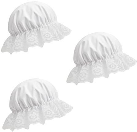 FUN FABLES Children’s White Victorian Mop Cap – White Elasticated Fancy Dress Bonnet Hat for Girls – Fancy Dress Costume Accessory for History Day, School Role Play & Themed Events