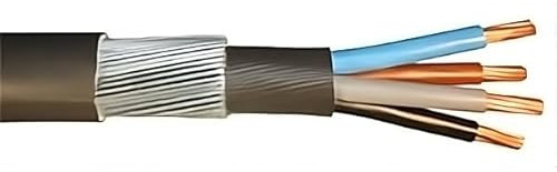 4mm² 4 Core SWA Armoured Electric Cable – BS5467 PVC, Coloured Cores – Steel Wire Armoured Power Cable for Outdoor & Underground Use (45 Metres)
