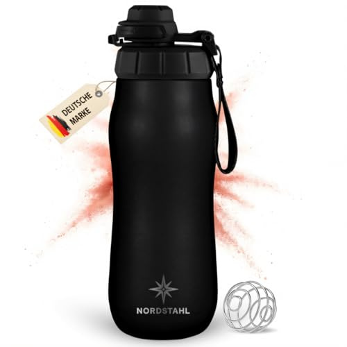 Generisch Thermo Shaker 500ml | 24h eiskalt | 100% auslaufsicher & BPA-frei | Isolierter Edelstahl Shaker mit Kugel | Nachtschwarz | NORDSTAHL®