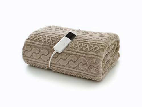 Sandringham Faux Fur Heated Throw 130x170cm | Taupe Electric Blanket | Luxury Faux Fur with Mink Reverse | Machine Washable Heated Throw | British Design