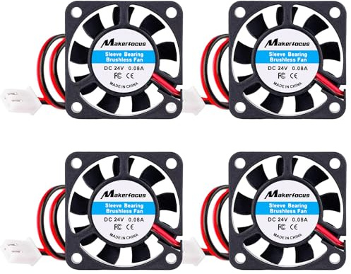Lüfter 24V 40 mm für 3D-Drucker DVR Kleine Haushaltsgeräte 4 Stück | Leise 4010 Lüfter, 0,08 A DC, 40 × 40 × 10 mm mit 280 mm Kabel