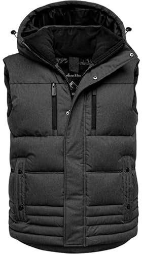 Amaci&Sons Herren Dicke Outdoor Winter Weste Jacke mit Kapuze Steppweste 9139