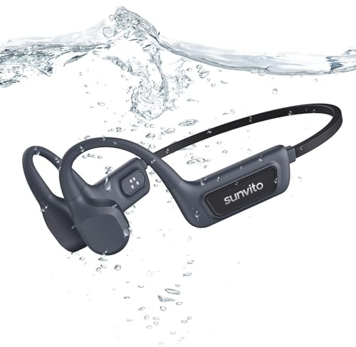 sunvito Cuffie a conduzione ossea per nuoto, Cuffie wireless impermeabili IPX8, Cuffie sportive aperte Bluetooth 5.4, Lettore MP3 integrato da 8GB, Adatte per palestra, ciclismo, Verde