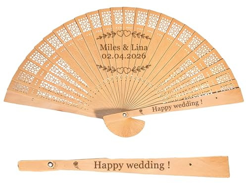 Ventaglio Pieghevole In Legno, Personalizzato, Inciso Con Logo/Testo Per Ventaglio Pieghevole, Bomboniere (10/20/30/50/100 Pezzi), Bomboniere Per Ospiti, Decorazioni Per Matrimoni