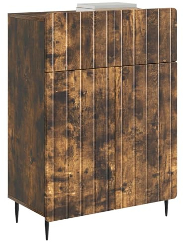 vidaXL Sideboard Geräucherte Eiche 66 x 34,5 x 92 cm Holzwerkstoff, Vielseitige rechteckige Aufbewahrung, moderner Sideboard für Wohnzimmer, stylische Kabinett für Essensbedarf