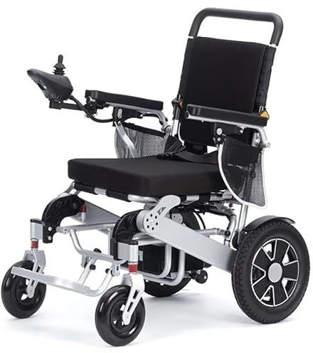 Elektrorollstuhl faltbar leicht – E-Rollstuhl 47 cm Sitzbreite, 2 x 250 W, 24V 12Ah Lithium-Akku flugtauglich, bis 20 km Reichweite, 6 km/h, bis 150 kg, nur 28 kg, Modell J26