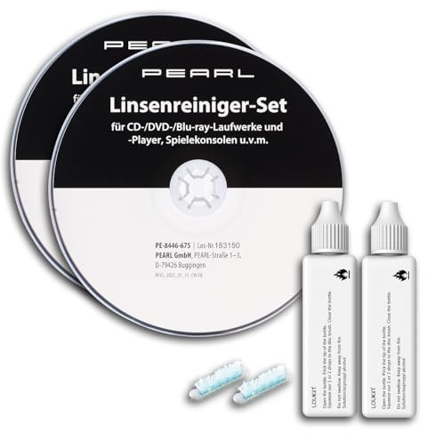 PEARL Linsen Reinigungscd: 2er-Set Linsenreiniger-Set für CD-/DVD-/Blu-ray-Laufwerke & -Player (Reinigungs-CD für Autoradio, DVD Player Reinigungs)