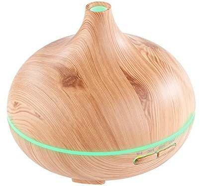 Carlo Milano Aroma Diffuser Holz: Aroma-Diffusor & Luftbefeuchter, Holz-Optik, LED-Farbwechsler, 300 ml (Luftbefeuchter Holzoptik, Diffuser Holzoptik, Zeitschaltuhr)
