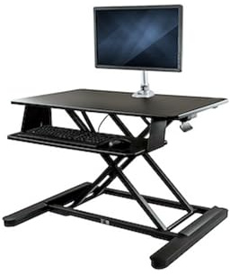 StarTech.com BNDSTSLGPVT Sit Stand Desk Converter with Monitor Arm, Up to 30 Inch Monitor, 35 Inch Wide Work Surface, Standing Desk Converter, Sit Stand Workstation