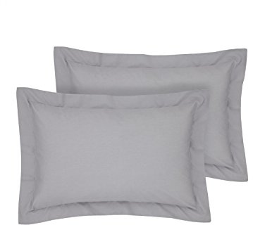 Rayyan Linen Oxford Pair of Pillowcases100% Egyptian Cotton 200 Thread Counts Size 50 x 75CM - 2 Pack Pillow Cases (Silver Grey)