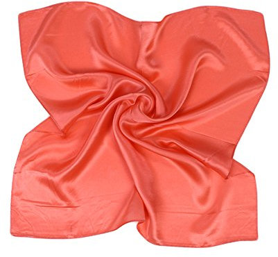 UK_Stone Damen Bandana Kopftuch Seidenschal Seidentuch Halstuch Nickituch 100% Seide Multifunktion Schal Unifarben 50 x 50cm, Wassermelonenrot