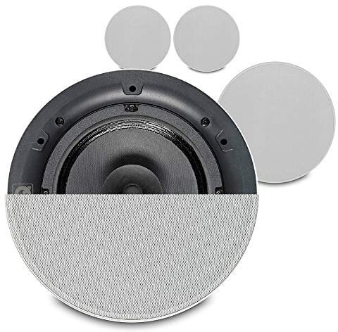 Q Acoustics Qi65CB 6.5 In Ceiling Speakers Set of 4, 60W Slim Profile Ceiling Mountable Speaker Kit for Home Audio & Theatre Systems, Flame Retardant Enclosure & Magnetic Grilles Included