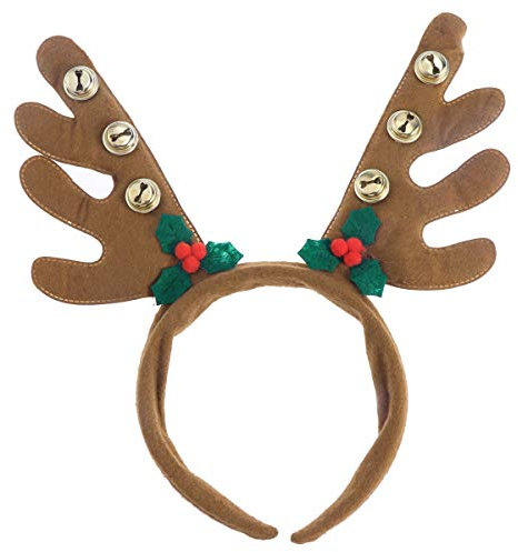 Frcolor Renne Bois Contour De Cheveux Bandeau Tissu Jingle Bell Bandeau De Noël Cerceau De Cheveux Coiffe pour Enfants Femmes Garçons Parti Décoration