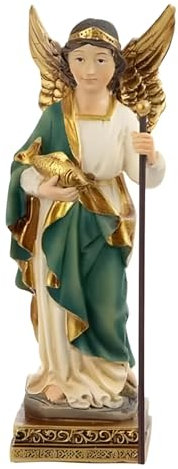 DRW Figur Erzengel St. Raphael 11 cm Harz in PVC-Box mit Geschichte