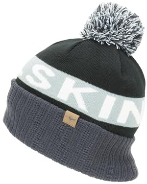 SealSkinz Unisex Isolierte und Wasserabweisende Kaltes Wetter Pudelmütze - Schwarz/Grau/Weiß, L/XL