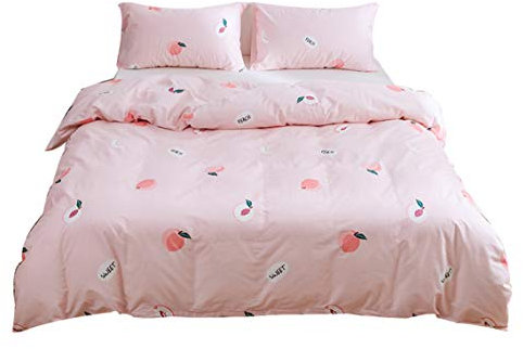 Wondder Bettwäsche-Set, 100 % Baumwolle, weich, atmungsaktiv, einfaches und stilvolles Muster, Kissenbezug (rosa Pfirsich, Einzelbett)