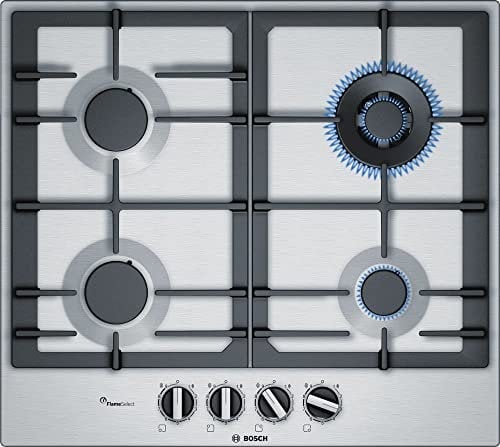 Bosch PCH6A5B96 - Piano cottura a gas, N° Fuochi 4, da 60 cm, colore Inox