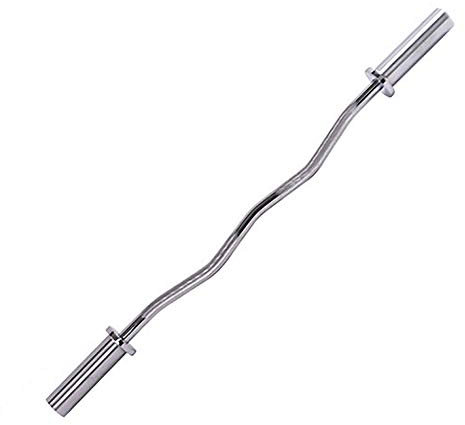 4FT / 5FT Olympisch Hantelstange Barbell Curve Bar für 50mm Weight Panel mit 2 Kragen, Professionelle Anfänger Home Fitness Gewichtheben,1.2m-Curve