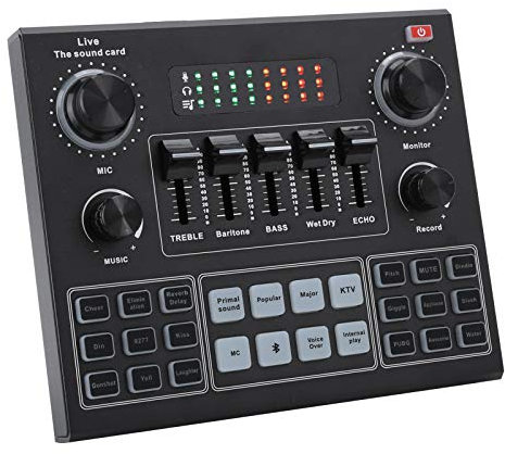 Mezclador De Sonido, Mezclador De Audio EstéReo con Tarjeta De Sonido Bluetooth, 16 Efectos De Sonido Especiales + ReduccióN De Ruido, Efectos De Sonido para TeléFonos MóViles Y Transmisiones En