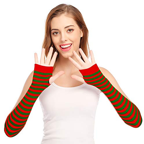 Bienvenu Fingerlose Handschuhe, Punk, Gothic, Rock, lange Armwärmer, rot, grün, Einheitsgröße