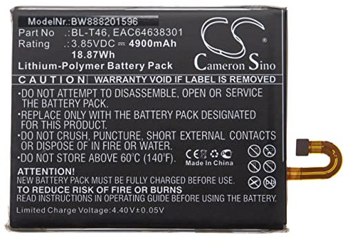 vhbw batteria compatibile con LG V60 ThinQ V600QM6, V600VM, V60, V600QM5, LMV600VM, LMV605N smartphone cellulare (4900mAh, 3,85V, Li-Poly)