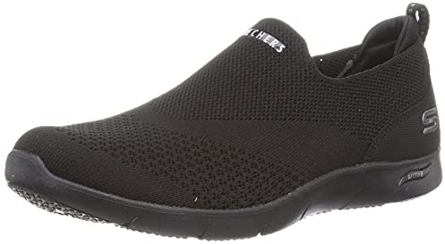 Skechers Damen Arch Fit Refine Don't Go Sneaker, Black Heathered Knit, 41 EU
