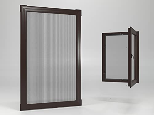 ALOHA Fliegengitter Fenster Alurahmen, Braun, 130cm x 150cm