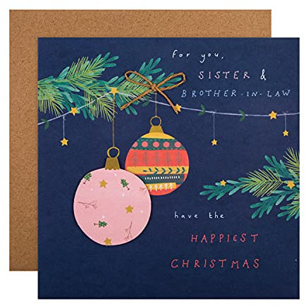 Hallmark Weihnachtskarte für Schwester und Schwager - großes, modernes Design mit Papierkette zum Selbermachen