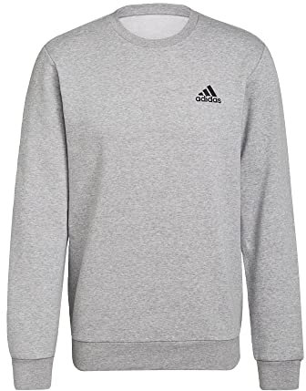 adidas Herren Feelcozy Essentials Fleece Sweatshirt , Medium Grey Heather / Black, S