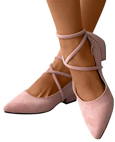 Minetom Sandales Femme Suède Talon Carre Été Sandale Pointues Bride Cheville Boucle Chaussures Soirée Mariage Cérémonie Bureau High Heels B Rose 39 EU