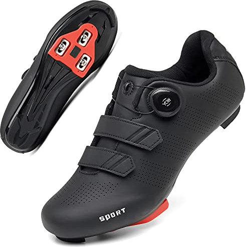 Damen Fahrradschuhe Rennrad Reitschuhe SPD Indoor Outdoor Radschuhe mit Look Delta Cleats, 218 Schwarz, 41 1/3 EU