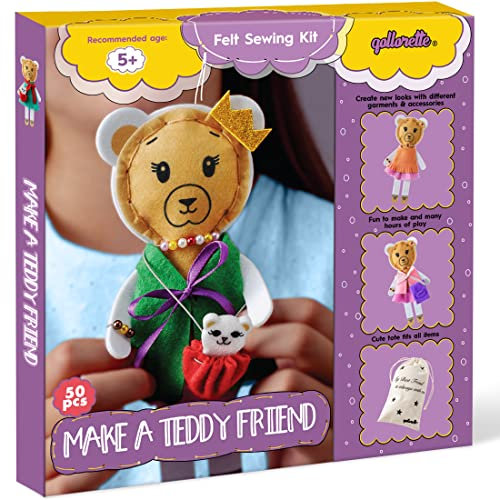 qollorette Filz Nähset Bastelset Kinder, Filzset Für Anfänger Kinder, Stofftiere Selber Machen Teddy - Spielzeug Selber Machen Set Jungen und Mädchen