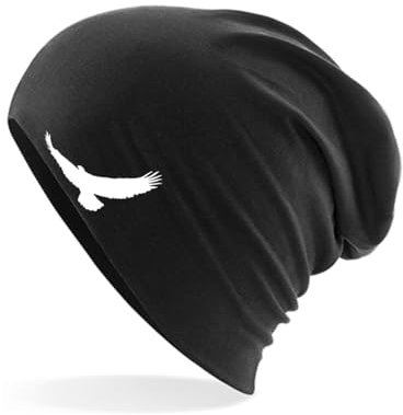 Huuraa Beanie Eagle Silhouette Adler Geschenk Black Eagle Silhouette Präsent