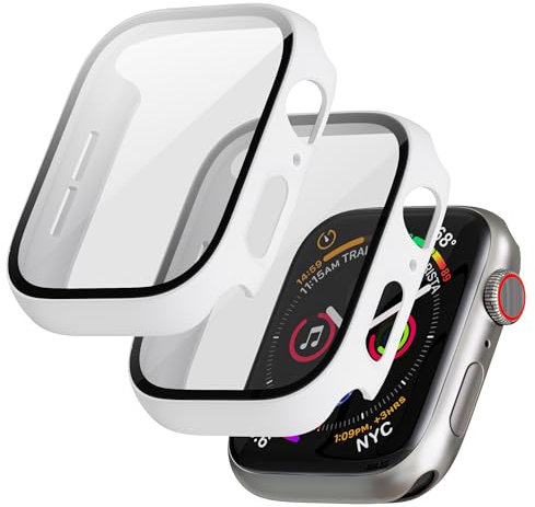 LINTEKER 2 Stück für Apple Watch SE 3 (2025) / SE2 / SE/Series 6/5/4 Hülle mit Displayschutz, Schutzhülle kompatibel mit Apple Watch SE 3 (2025) / SE2 / SE/Series 6/5/4 40mm, HD Klar, Weiß