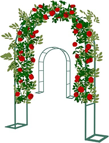 Gartenbogen Aus Metall, Rosenbögen, Freistehend Hochzeitsbogen, Gartenspalier Für Kletterpflanzen, Rosenbogen Aus Metall Stabil Verzinkt, 40cm Breit X 220/230 cm Hoch,Grün,140x230x40CM