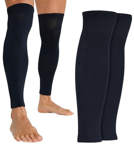 CityComfort Football Sock Sleeves for Men and Teenagers - Leg Warmers Shin Guard Sleeves - One Size for Football and Sports (Navy, 1 Pack)