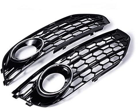dsfik Für A-UDI A4 B8 B8.5 Allroad 2009-2015 Nebelscheinwerfer Kühlergrill Nebelscheinwerfer Abdeckung Waben Frontstoßstange Nebelscheinwerfer Grill Abdeckung (Color : Chrome)