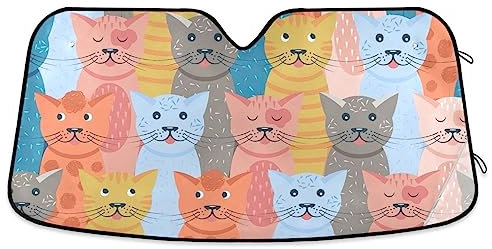 Parasol plegable con diseño de gatos de dibujos animados para coche, parasol de 55 x 27.6 pulgadas
