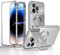 ksscaly Case for iPhone 14 Pro Max with Camera Invisible Stand [Compatible with MagSafe] 360 Degree Protection Magnetic Absorption Metal Bumper Front Glass and Back PC Cover (Silver)