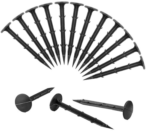 Milaloko 50 Morceaux de Tissu de Mauvaises Herbes Clous de Jardin Fixes, 11cm de Long en Plastique Jardin Clou Fixe Paysage Piton de Gazon, Noir