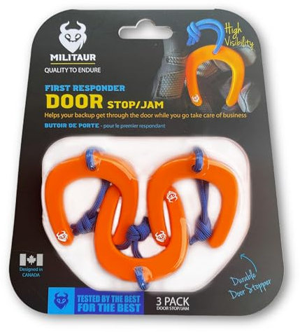 Militaur First Responder Türstopper/Marmelade Orange (3er-Pack) - leuchtet im Dunkeln Orange, Molle kompatibel, taktischer Türstau für Polizei, EMS, Feuerwehrleute