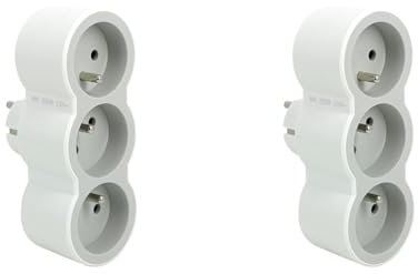 Legrand - Fiche multiprise avec 3 Prises frontales avec Terre - Blanc et Gris Clair (Lot de 2)