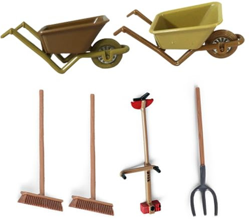 Dollhouse Accessories 6Pcs/Set Simulation Miniature Decorative Mini Wheelbarrow DIY Dollhouse Decor for Micro Landscape