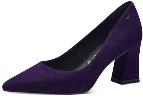 Tamaris Donna Pumps Leder Blockabsatz Bequem, Purple, 38 EU