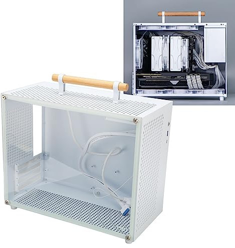 Micro ATX PC Case, 20.6L USB 3.0 Type C Interface MATX Case, Clear Side Panel, Wooden Handle, ATX Power Supported, Mini ITX Case for Game Office, Micro ATX Gaming Computer Case